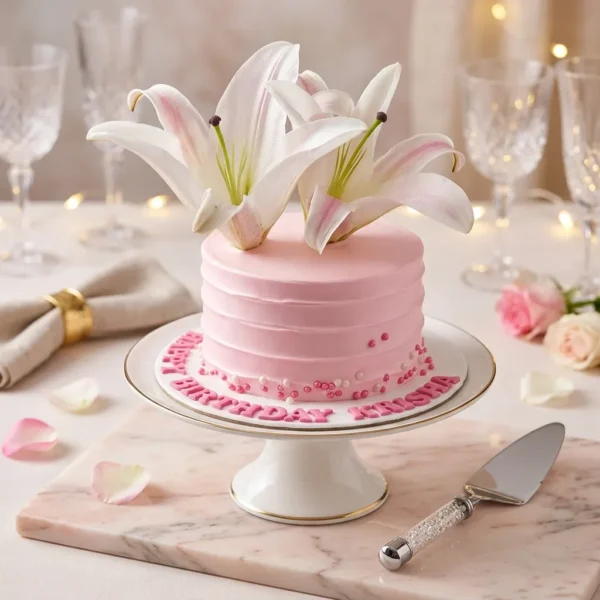 Pink Lily Birthday Cake