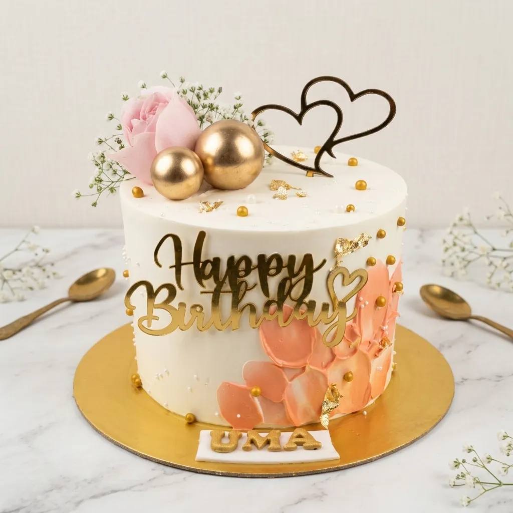 pr_25_Aug_2026_FLG409 Gold Hearts Birthday Cake - Image 1