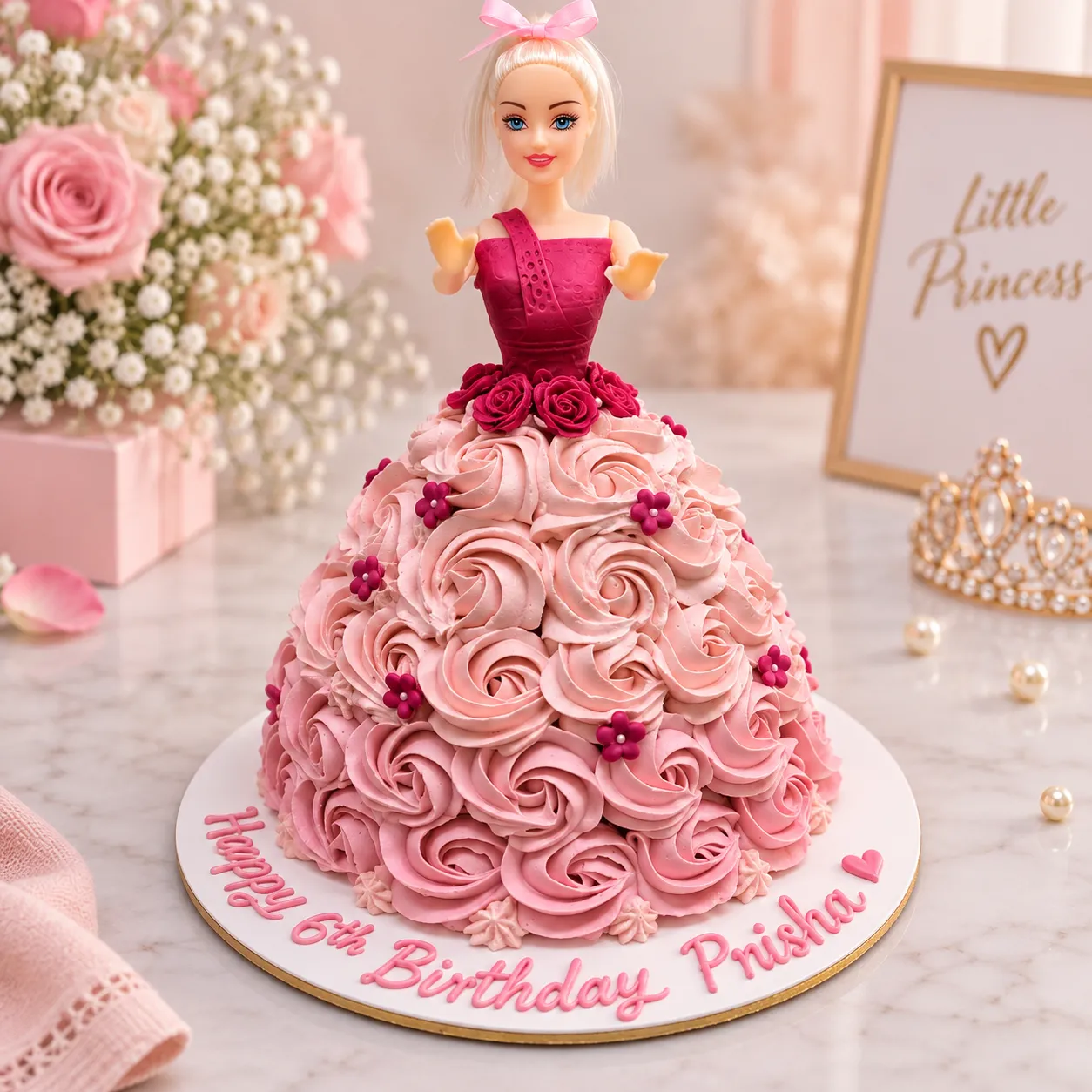 pr_21_Sep_2026_FLG420 Pink Princess Doll Cake - Image 1