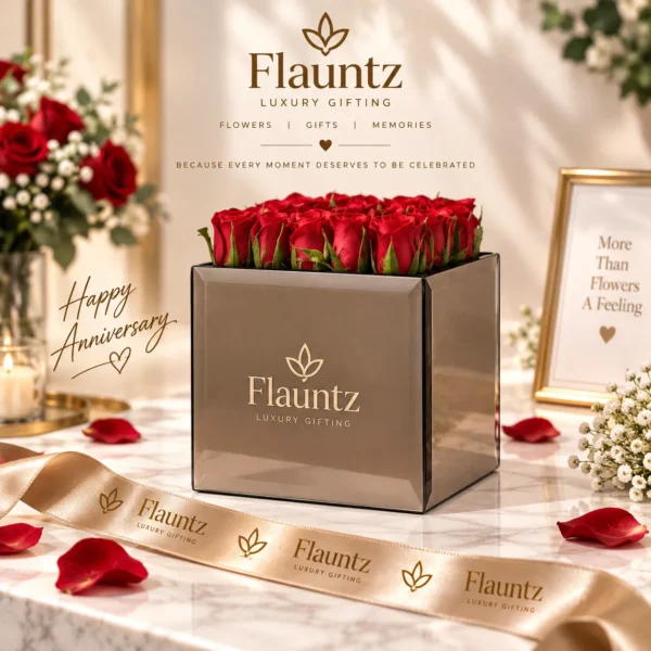 Luxury Red Rose Glass Box