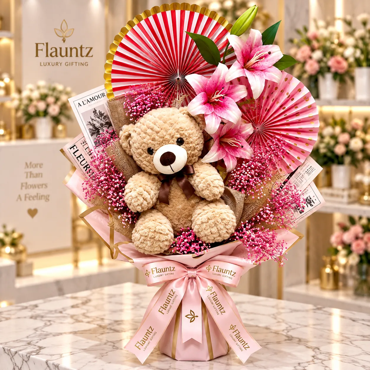 pr_21_Sep_2026_FLG436 Teddy Bear Flower Bouquet - Image 1