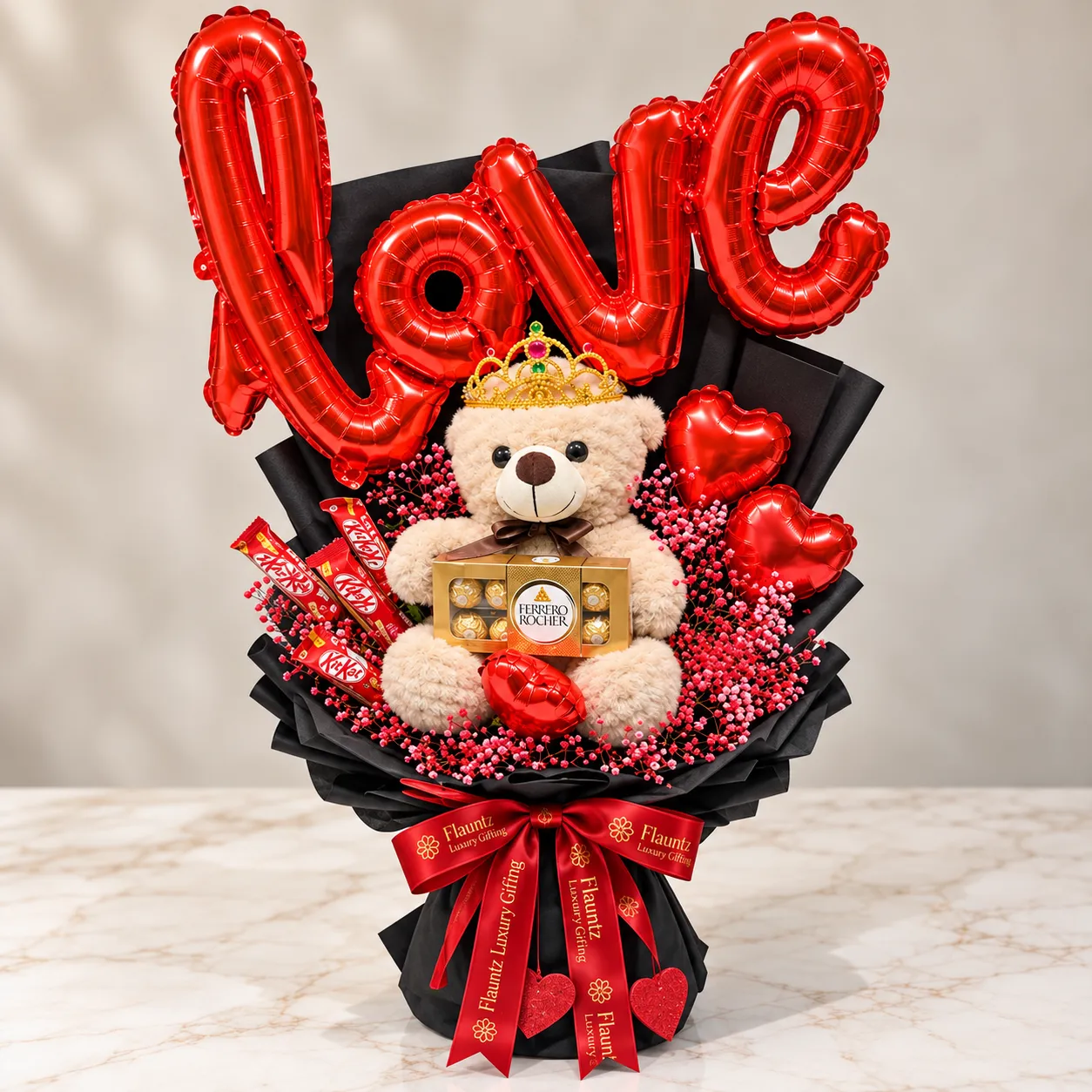 pr_28_Sep_2026_FLG448 Love Teddy Bear Chocolate Bouquet - Image 1