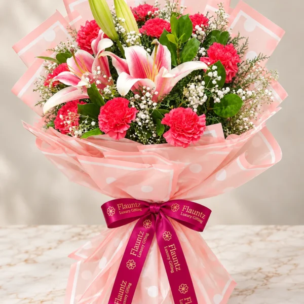 Carnation And Lily Bouquet