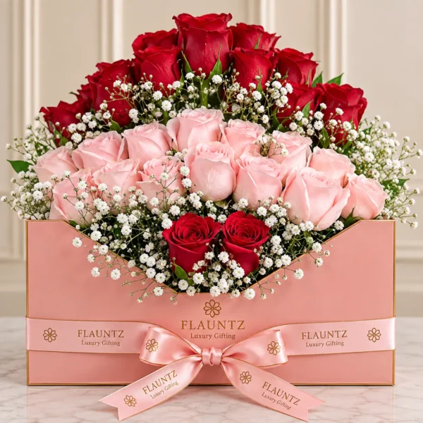 Red And Pink Rose Flower Box