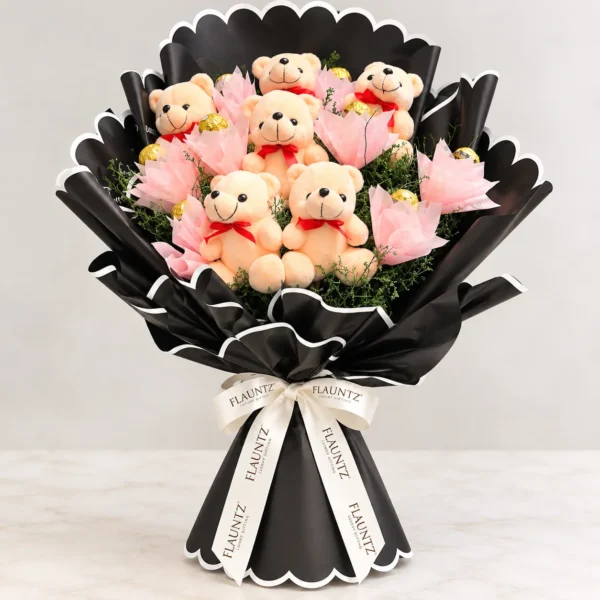 Black Teddy Bear Gift Bouquet