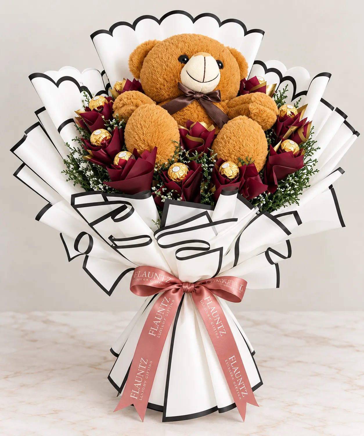 pr_28_Sep_2026_FLG459 Teddy Bear Chocolate Bouquet - Image 1
