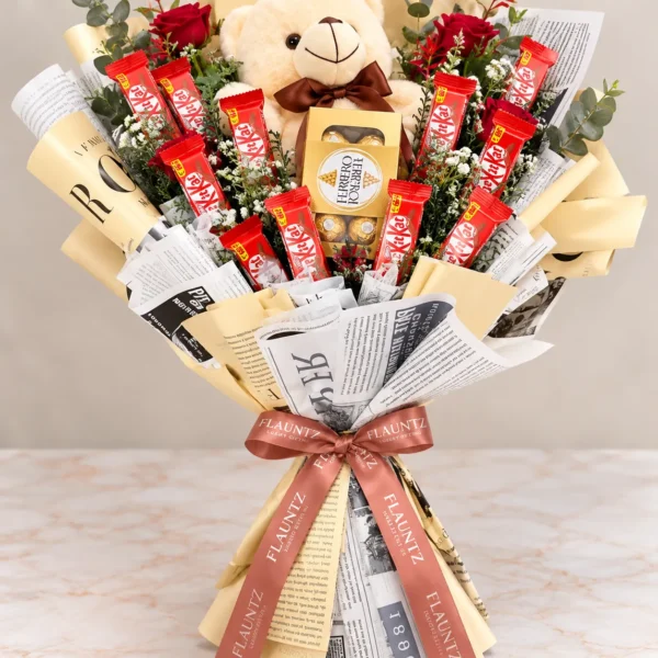 KitKat Rose Chocolate Teddy Bouquet