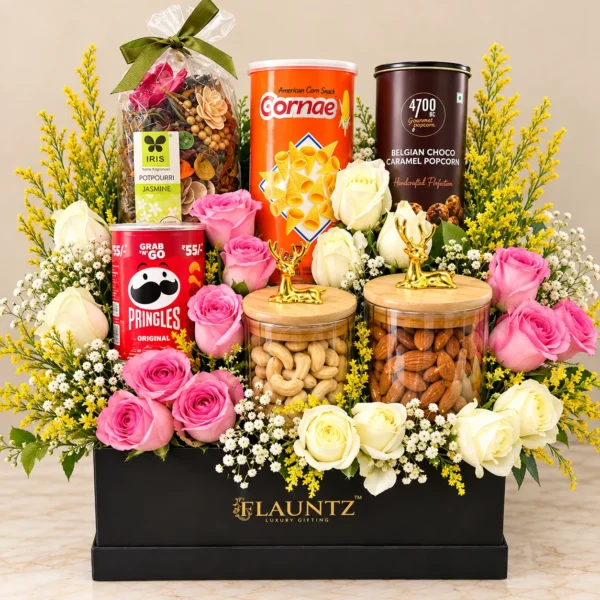Luxury Snack And Flower Hamper