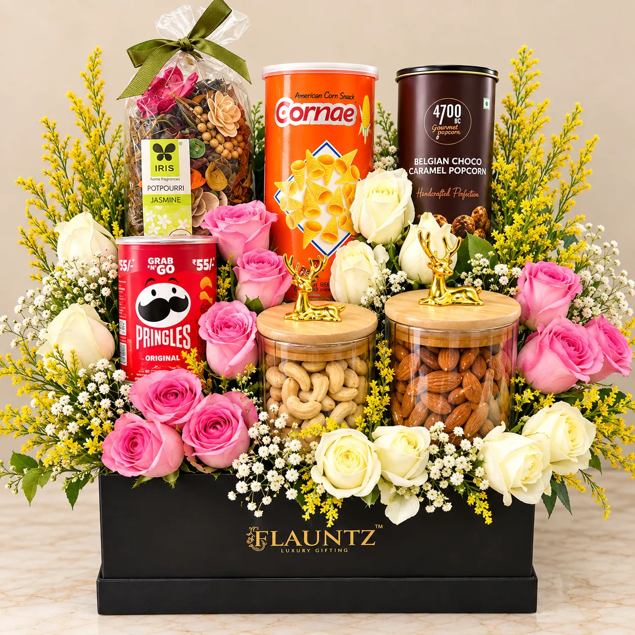 pr_7_oct_2026_FLG466 Luxury Snack And Flower Hamper - Image 1