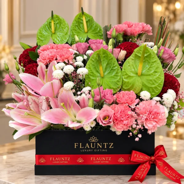 Luxury Pink And Green Flower Box